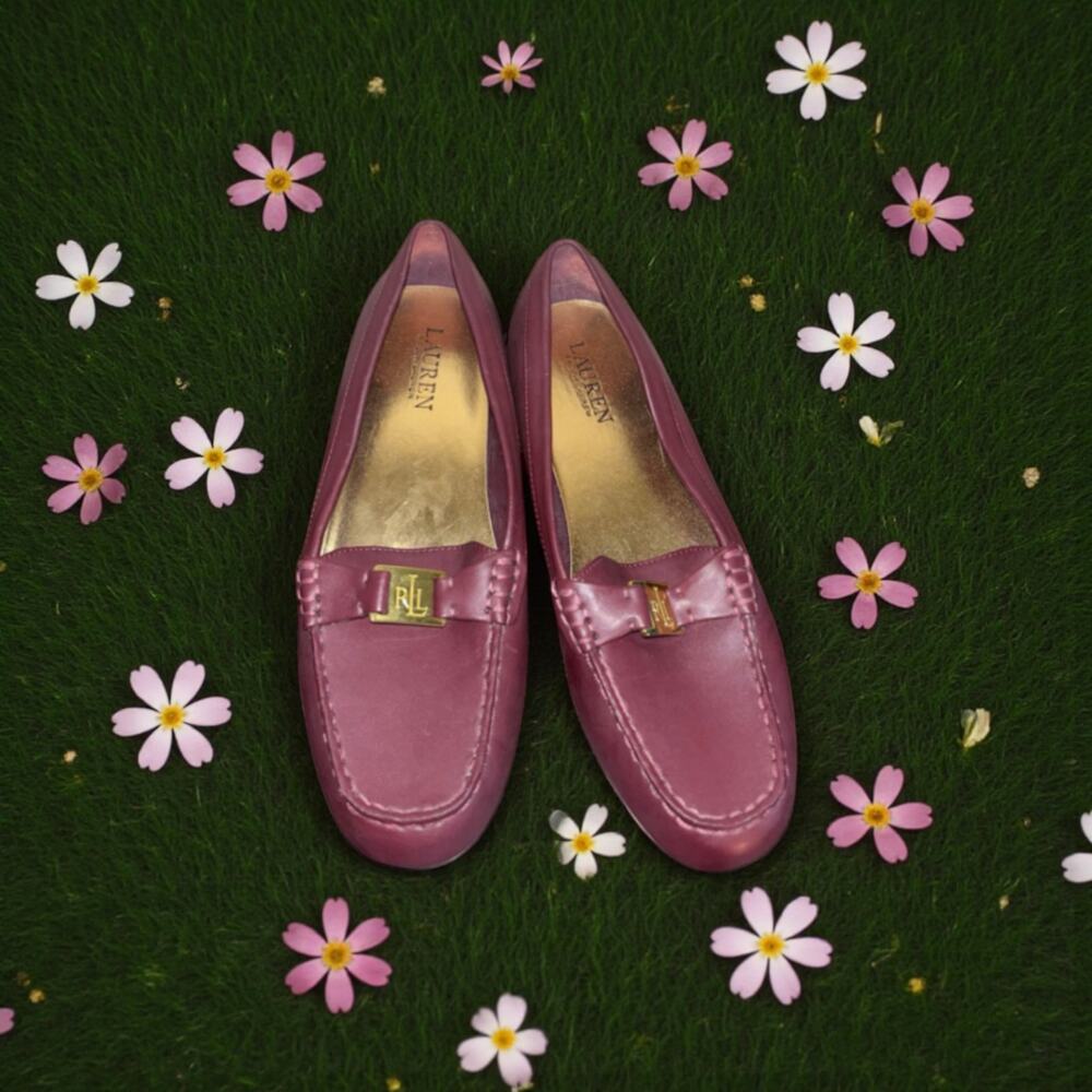 Lauren Ralph Lauren Careigh Loafers 8.5B Burgundy Leather Preppy Office Shoes